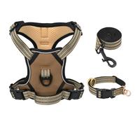 vidaXL Arnés para perros con correa y collar ajustable marrón L