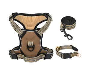 vidaXL Arnés para perros con correa y collar ajustable marrón L