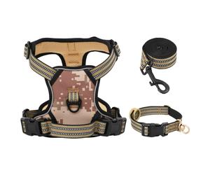 vidaXL Arnés para perros con correa y collar ajustable marrón L