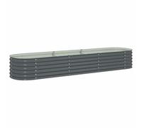 vidaXL Arriate Acero Galvanizado 320x80x44 Gris Macetero Plantador Sembrador