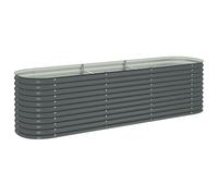 vidaXL Arriate Acero Galvanizado 320x80x81 Gris Macetero Plantador Sembrador