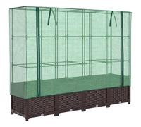 vidaXL Arriate con Cubierta Invernadero Aspecto ratán 160x40x138 cm, arriate de jardín, arriate Elevado, arriate Elevado de hortalizas