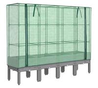 vidaXL Arriate elevado para hortalizas con cubierta invernadero aspecto ratán 160x40x140 cm