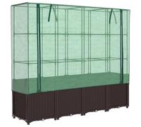 vidaXL Arriate con Cubierta Invernadero Aspecto ratán 160x40x153 cm, arriate de jardín, arriate Elevado, arriate Elevado de hortalizas