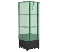 vidaXL Arriate con Cubierta Invernadero Aspecto ratán 40x40x139 cm, arriate de jardín, arriate Elevado, arriate Elevado de hortalizas