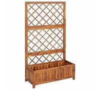 vidaXL Arriate con Enrejado Jardinera Macetero Cesta Pared Alambre Maceta Flores Plantas Jardín Patio Terraza 85x38x150 cm Madera Maciza de Acacia