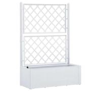 vidaXL Arriate con Enrejado y Sistema de Riego Automático Pérgola Jardinera Macetero Flores Bandeja Plantas Jardín Porche Decoración Patio Blanco