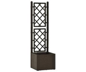 vidaXL Arriate con Enrejado y Sistema de Riego Automático Pérgola Jardinera Macetero Flores Bandeja Plantas Jardín Porche Decoración Patio Moca