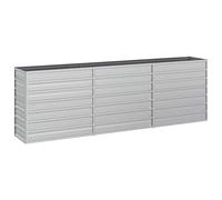 vidaXL Arriate Jardinera Macetero Cesta Pared Alambre Maceta Flores Plantas Jardín Patio Terraza Estable de Acero Galvanizado Plateado 240x40x77 cm