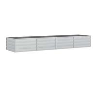 vidaXL Arriate Jardinera Macetero Cesta Pared Alambre Maceta Flores Plantas Jardín Patio Terraza Estable de Acero Galvanizado Plateado 320x80x45 cm