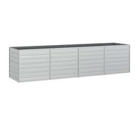 vidaXL Arriate Jardinera Macetero Cesta Pared Alambre Maceta Flores Plantas Jardín Patio Terraza Estable de Acero Galvanizado Plateado 320x80x77 cm