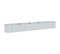 vidaXL Arriate macetero plantador de acero galvanizado 400 x 80 x 44 cm Plateado