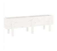 vidaXL Arriate Elevado de jardín Madera Maciza Pino Blanco 121x30x38cm, arriate Elevado, arriate de Flores Elevado, Jardinera con Patas