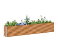 vidaXL Arriate Elevado Marrón Claro 390 x 50 x 68 cm Acero Galvanizado, Caja de Cultivo para Jardín y Terraza, Cama Elevada de Acero, Solución de Jardinería para Espacios Urbanos