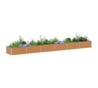 vidaXL Arriate Elevado Marrón Claro 600 x 80 x 45 cm Acero Galvanizado, Jardín y Terraza, Maceta de Metal Resistente, Huerto Elevado, Caja de Flores Exterior, Contenedor de Plantas para Hierbas
