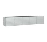 vidaXL Arriate Jardinera Macetero Cesta Pared Alambre Maceta Flores Plantas Jardín Patio Terraza Estable de Acero Galvanizado Plateado 400x80x77 cm