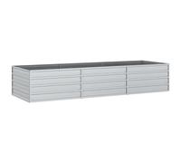 vidaXL Arriate Jardinera Macetero Cesta Pared Alambre Maceta Flores Plantas Jardín Patio Terraza Estable de Acero Galvanizado Plateado 240x80x45 cm