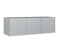 vidaXL Arriate Jardinera Macetero Cesta Pared Alambre Maceta Flores Plantas Jardín Patio Terraza Estable de Acero Galvanizado Plateado 240x80x77 cm