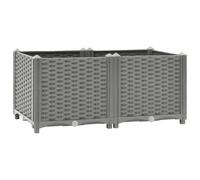 vidaXL Arriate, Jardinera Rectangular, Macetero para Flores Verduras Plantas, Maceta de Jardín, Polipropileno Gris Claro 80x40x38 cm