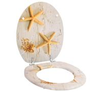 vidaXL Asiento de Inodoro Cierre Duro Diseño Estrella de Mar MDF Tapa WC Baño