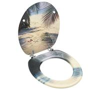 vidaXL Asiento de Inodoro con Tapa Váter Cierre Suave Ovalada Retrete Desmontaje Rápido Ergonómico Fácil de Limpieza Diseño de Playa MDF