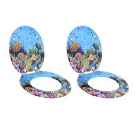 vidaXL Asiento de Inodoro de Cierre Suave 2 pcs Azul mar Profundo, Baño Moderno, Tapa de Inodoro Elegante, Cierre Suave, Accesorio MDF, diseño cómodo y silencioso