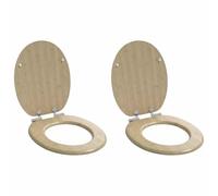vidaXL Asiento de Inodoro de Cierre Suave 2 pcs Color bambú Claro, Baño Moderno, Tapa de Inodoro Elegante, Cierre Suave, Accesorio MDF, diseño cómodo y silencioso