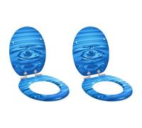 vidaXL Asiento de Inodoro de Cierre Suave 2 pcs Gota Azul 44 x 38 cm, Baño Moderno, Tapa de Inodoro Elegante, Cierre Suave, Accesorio MDF, diseño cómodo y silencioso