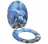 vidaXL Asiento de WC Azul 44 x 38 cm Tablero de MDF, Baño Moderno, Instalación de Asiento de Inodoro con Cierre Suave, Accesorio Elegante para Estilo Interior, Mejora Funcional, Montaje Fácil