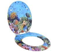 vidaXL Asiento de WC Azul mar Profundo 44 x 38 cm Tablero de MDF, Baño Moderno, Instalación de Asiento de Inodoro con Cierre Suave, Accesorio Elegante para Estilo Interior, Mejora Funcional, Montaje