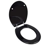 vidaXL Asiento de Inodoro Diseño Simple MDF Negro Tapa WC Baño Aseo Váter