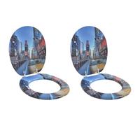 vidaXL Asiento de WC 2 pcs Gris 44 x 38 cm Tablero de MDF, Baño Moderno, Instalación de Asiento de Inodoro con Cierre Suave, Accesorio Elegante para Estilo Interior, Mejora Funcional, Montaje Fácil