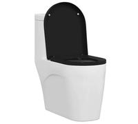 vidaXL Asiento de Inodoro Negro de Polipropileno 48 x 36.5 x 4.5 cm, con Cierre Suave, liberación rápida, Antibacteriano, diseño Ovalado, Bumpers Antideslizantes y bisagras rotativas 360°. Se Adapta