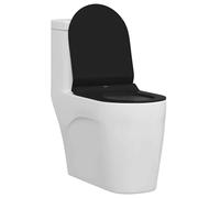 vidaXL Asiento de Inodoro Negro de plástico sintético 48.5 x 36.5 cm con Cierre Suave, liberación rápida, Antibacteriano, bisagras de Acero Inoxidable, Acabado Mate Suave y un diseño Moderno para el