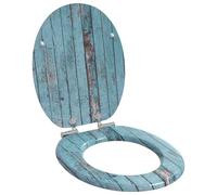 vidaXL Asiento de WC Azul 44 x 38 cm Tablero de MDF, Baño Moderno, Instalación de Asiento de Inodoro con Cierre Suave, Accesorio Elegante para Estilo Interior, Mejora Funcional, Montaje Fácil