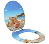 vidaXL Asiento de WC Azul Claro 44 x 38 cm Tablero de MDF, Baño Moderno, Instalación de Asiento de Inodoro con Cierre Suave, Accesorio Elegante para Estilo Interior, Mejora Funcional, Montaje Fácil