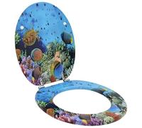 vidaXL Asiento de WC Azul mar Profundo 44 x 38 cm Tablero de MDF, Baño Moderno, Instalación de Asiento de Inodoro con Cierre Suave, Accesorio Elegante para Estilo Interior, Mejora Funcional, Montaje