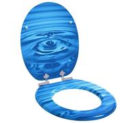 vidaXL Asiento de WC Gota azul 44 x 38 cm Tablero de MDF, Baño Moderno, Instalación de Asiento de Inodoro con Cierre Suave, Accesorio Elegante para Estilo Interior, Mejora Funcional, Montaje Fácil