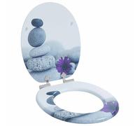 vidaXL Asiento de WC Gris 44 x 38 cm Tablero de MDF, Baño Moderno, Instalación de Asiento de Inodoro con Cierre Suave, Accesorio Elegante para Estilo Interior, Mejora Funcional, Montaje Fácil