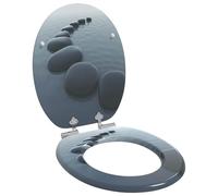 vidaXL Asiento de WC Gris 44 x 38 cm Tablero de MDF, Baño Moderno, Instalación de Asiento de Inodoro con Cierre Suave, Accesorio Elegante para Estilo Interior, Mejora Funcional, Montaje Fácil