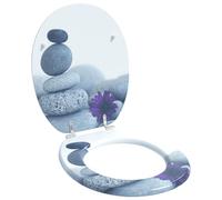 vidaXL Asiento de WC Gris 44 x 38 cm Tablero de MDF, Baño Moderno, Instalación de Asiento de Inodoro con Cierre Suave, Accesorio Elegante para Estilo Interior, Mejora Funcional, Montaje Fácil