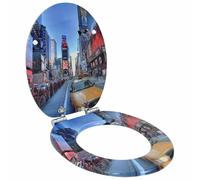 vidaXL Asiento de WC Multicolor 44 x 38 cm Tablero de MDF, Baño Moderno, Instalación de Asiento de Inodoro con Cierre Suave, Accesorio Elegante para Estilo Interior, Mejora Funcional, Montaje Fácil