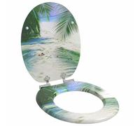 vidaXL Asiento de WC Verde 44 x 38 cm Tablero de MDF, Baño Moderno, Instalación de Asiento de Inodoro con Cierre Suave, Accesorio Elegante para Estilo Interior, Mejora Funcional, Montaje Fácil