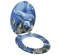 vidaXL Asiento Inodoro Cierre Duro Diseño con Delfines MDF Tapa WC Váter Baño