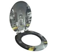 vidaXL Asiento Inodoro WC con Tapa de Cierre Suave MDF Aseo Cuarto de Baño Servicio Fontanería Bricolaje Decoración Bidé Herramienta Diseño Nueva York