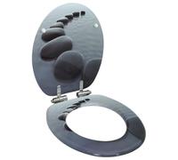 vidaXL Asiento Inodoro WC con Tapa de Cierre Suave MDF Aseo Cuarto de Baño Servicio Fontanería Bricolaje Piezas Artículos Decoración Diseño Piedras