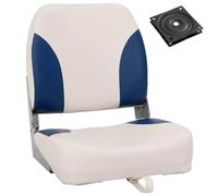 vidaXL Asiento Plegable para Barco 1 Juego con cojín Blanco y Azul, Silla de Barco, Asiento de Barco de capitán, Silla de Barco Plegable