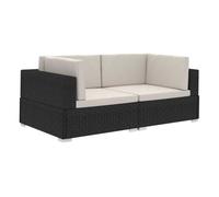 Vidaxl asiento seccional de esquina con cojines 2 pzas ratán pe negro
