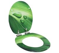 vidaXL Asiento WC Tapa de Cierre Suave Indoro Baño Ovalada Retrete Desmontaje Rápido Ergonómico Fácil de Limpieza MDF Verde Diseño Gotas de Agua