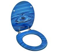 vidaXL Asiento WC y Tapa Váter Indoro Baño Ovalada Retrete Desmontaje Rápido Ergonómico Fácil de Limpieza MDF Azul Diseño Gotas de Agua